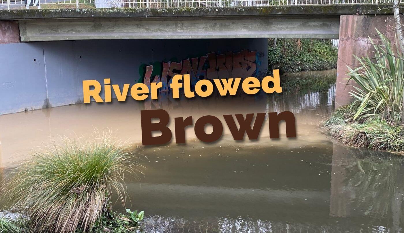 River flowed brown